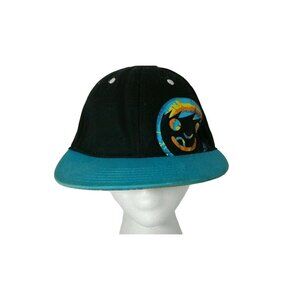 Neff Flat Bill Black Blue with Face on Front Black Hat